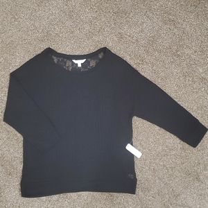 NWT large Black 3/4 sleeve sheer top